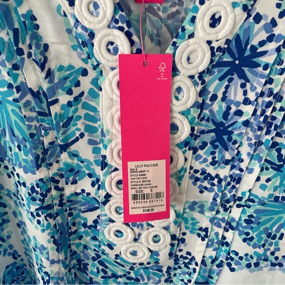 LILLY PULITZER JOAN TUNIC DRESS Size S NWT Shell Me You Love Me Print - Picture 2 of 7